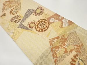 色紙・唐草花に花菱模様織出し袋帯